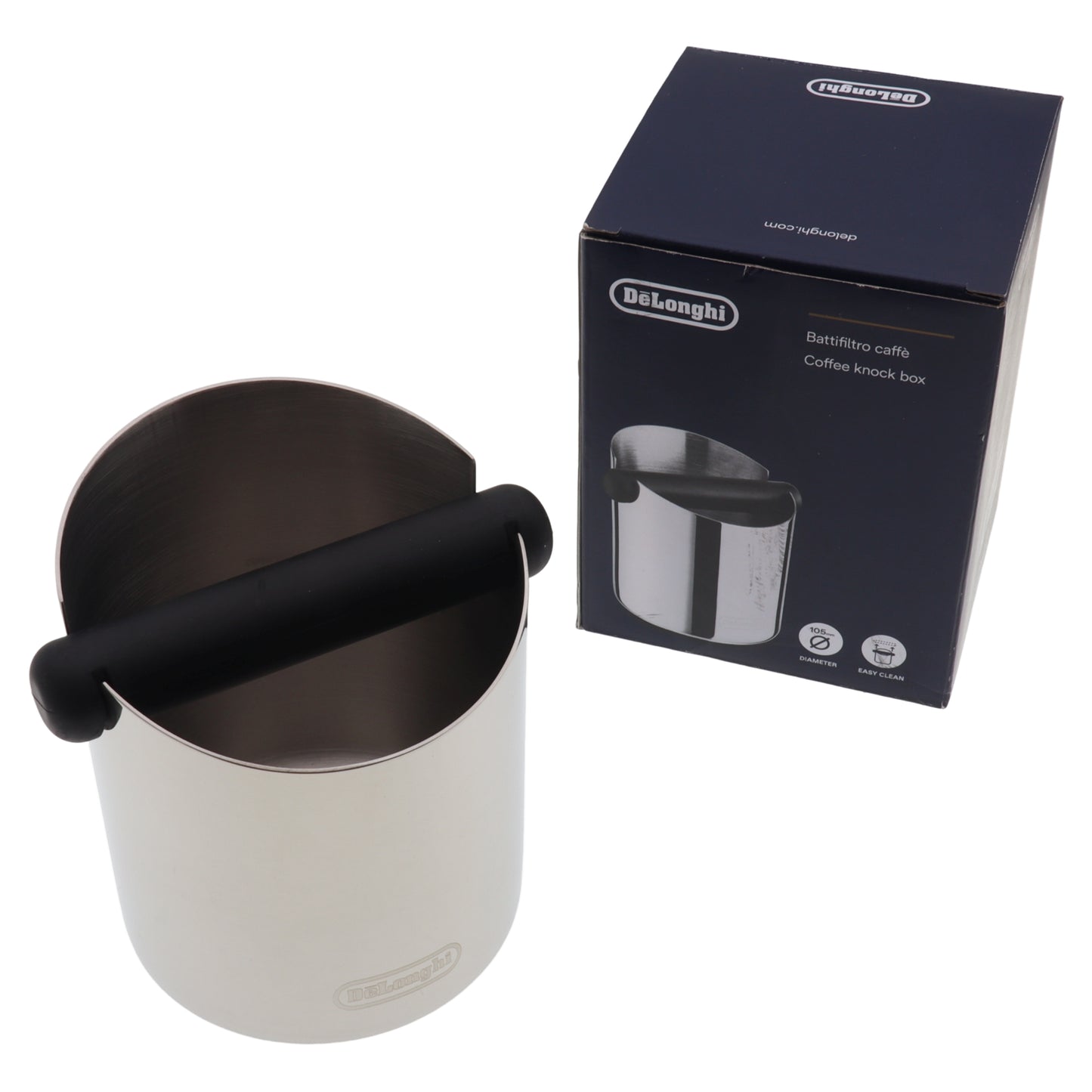 Delonghi knock box contenitore tufi 105mm acciaio inox per macchina da caffè