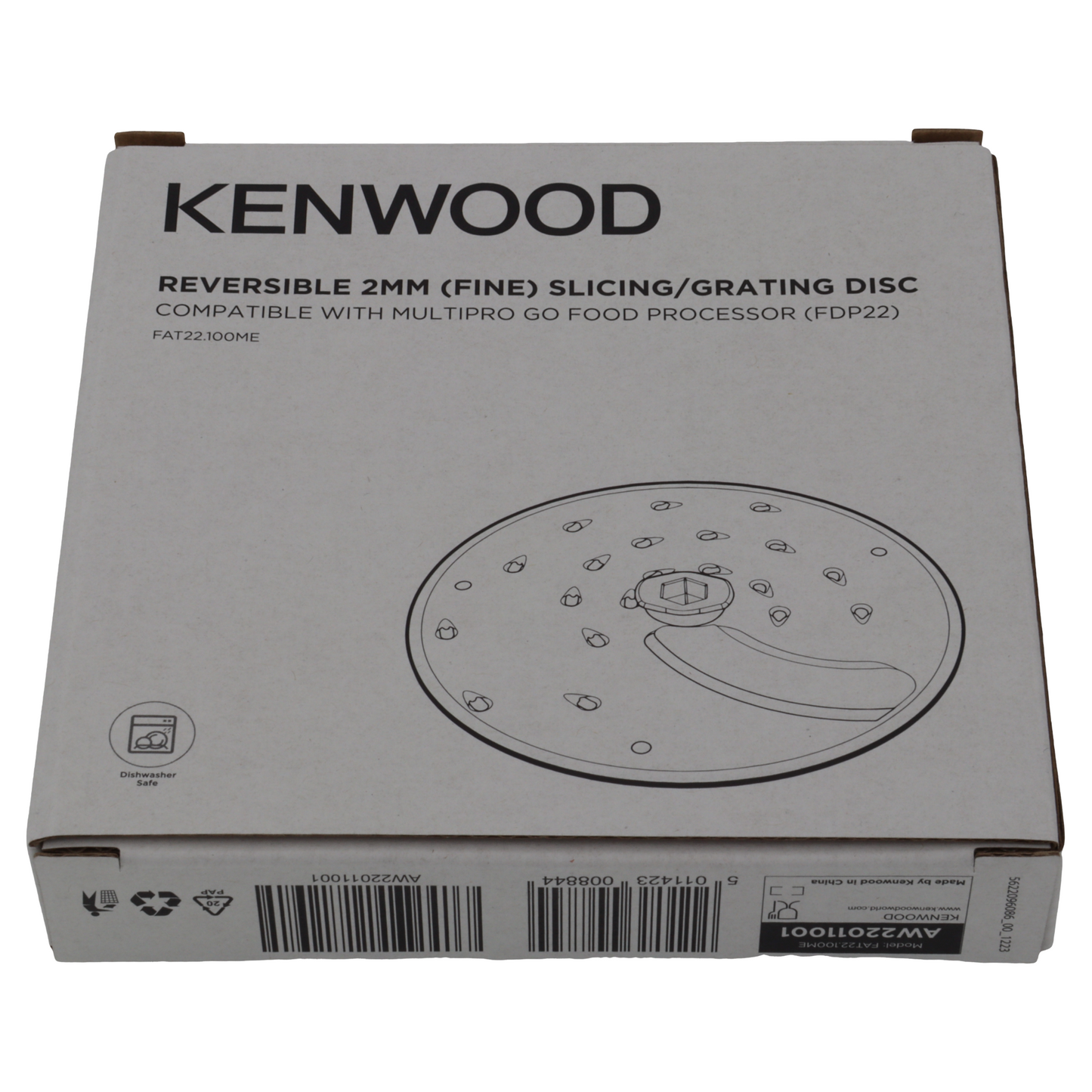 Kenwood disque lame trancher râper fin 2mm FAT22 robot MultiPro Go FDP22