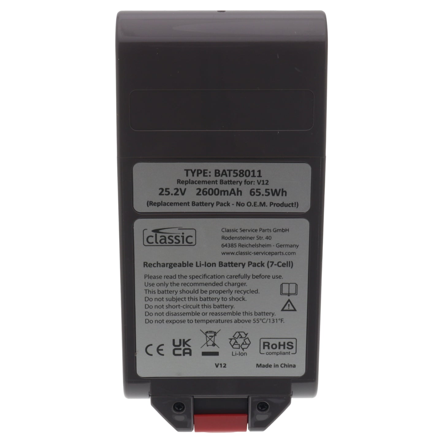 Batteria 25.2V 2600mAh per scopa aspirapolvere Dyson V12 SV20 SV26 SV30