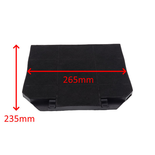 Filtro carbón activo 265x235mm campana extractora Faber Brandt Ariston Smeg Scholtes Franke