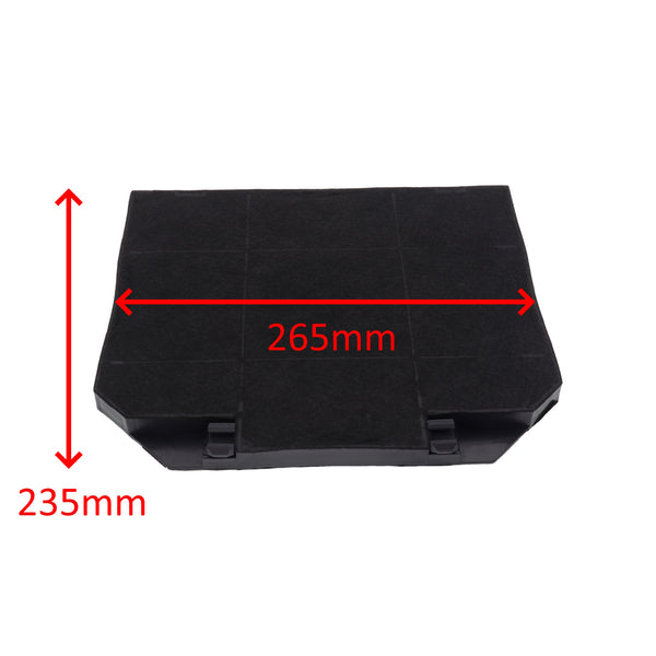 Filtro ai carboni attivi 265x235mm per cappa aspirante Faber Brandt Ariston Smeg Scholtes Franke