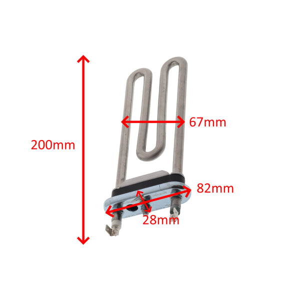 Resistenza Kawai 230V 1700W 200mm per lavatrice Ariston Hotpoint Ignis Indesit Whirlpool