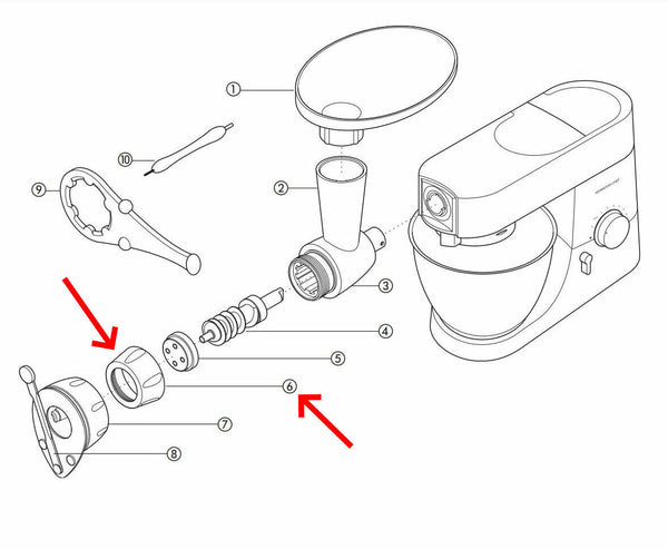 Kenwood ghiera anello blocco trafila torchio planetaria Chef kMix KAX92.A0ME