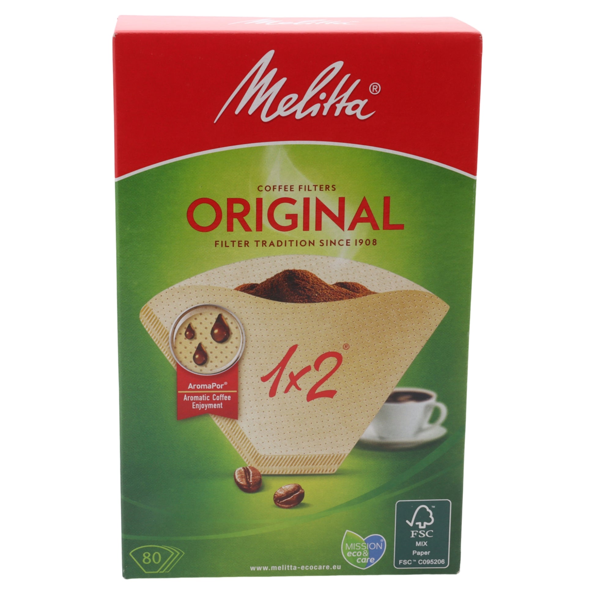 Melitta 80 filtri carta AromaPor 1x2 2 tazze macchina caffè americana –  PGService