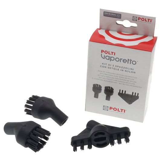 Polti 3x spazzolini nylon fughe spazi stretti per scopa a vapore Vaporetto 3 Clean PTEU0295