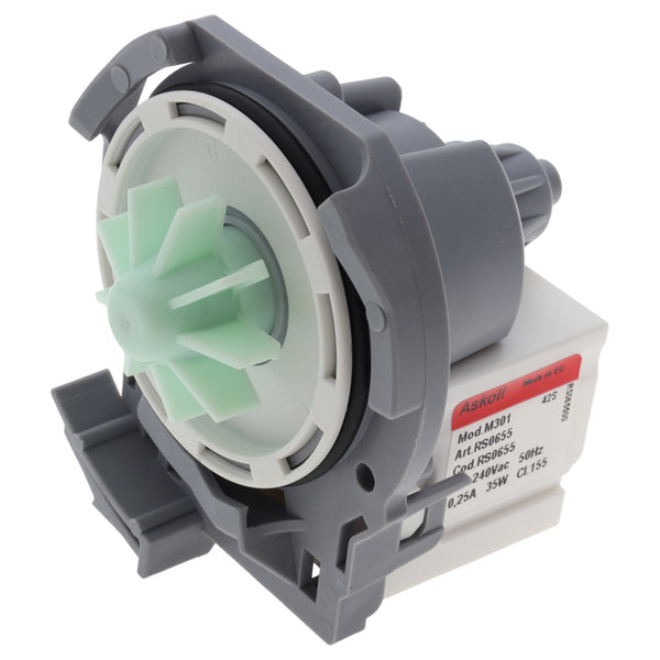 Afvoerpomp Askoll M301 RS0655 35W 240V voor vaatwasser Whirlpool Ignis ADP
