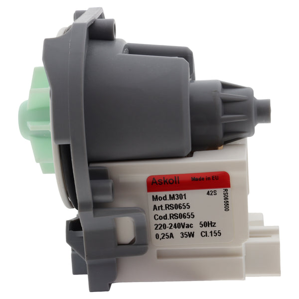 Pompa scarico Askoll M301 RS0655 35W 240V per lavastoviglie Whirlpool Ignis ADP