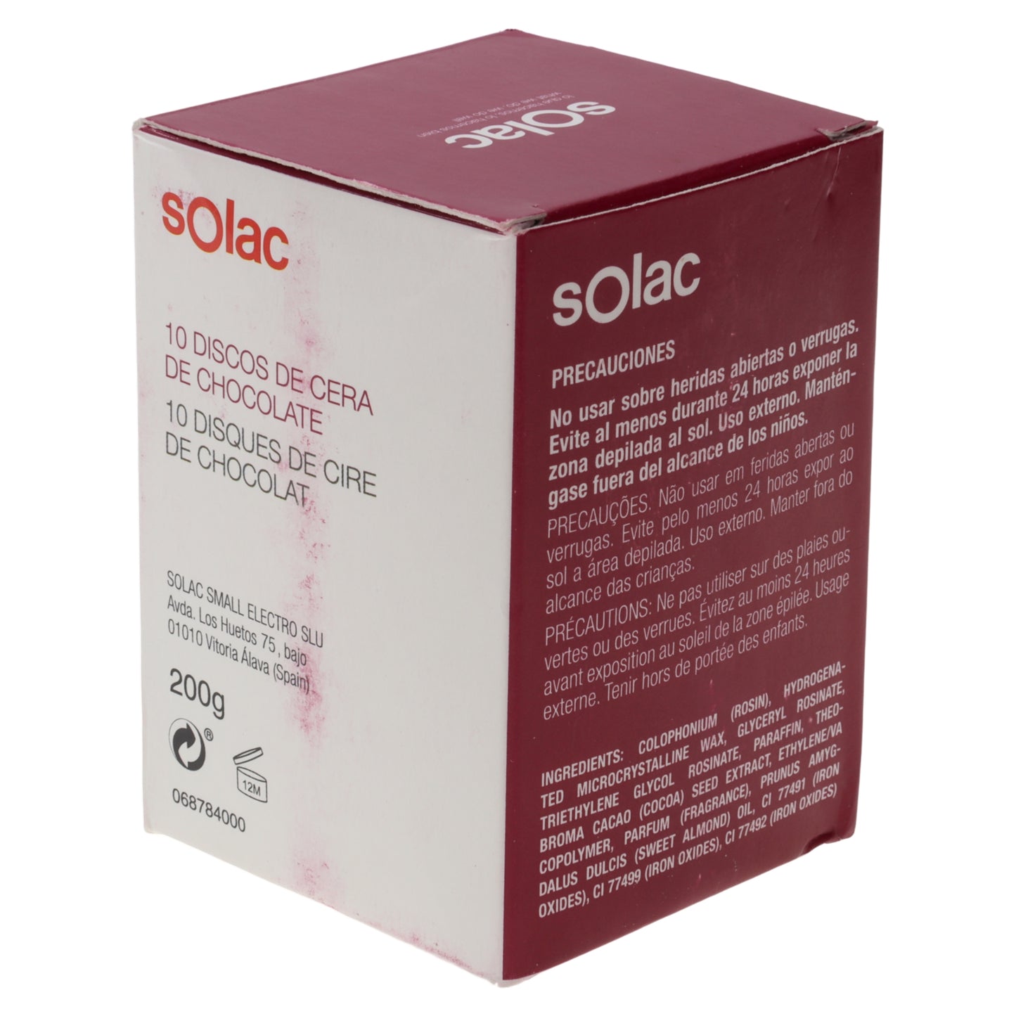 Solac 10x discos de cera chocolate 200gr para depiladora DC7500 DC7502 S99941800