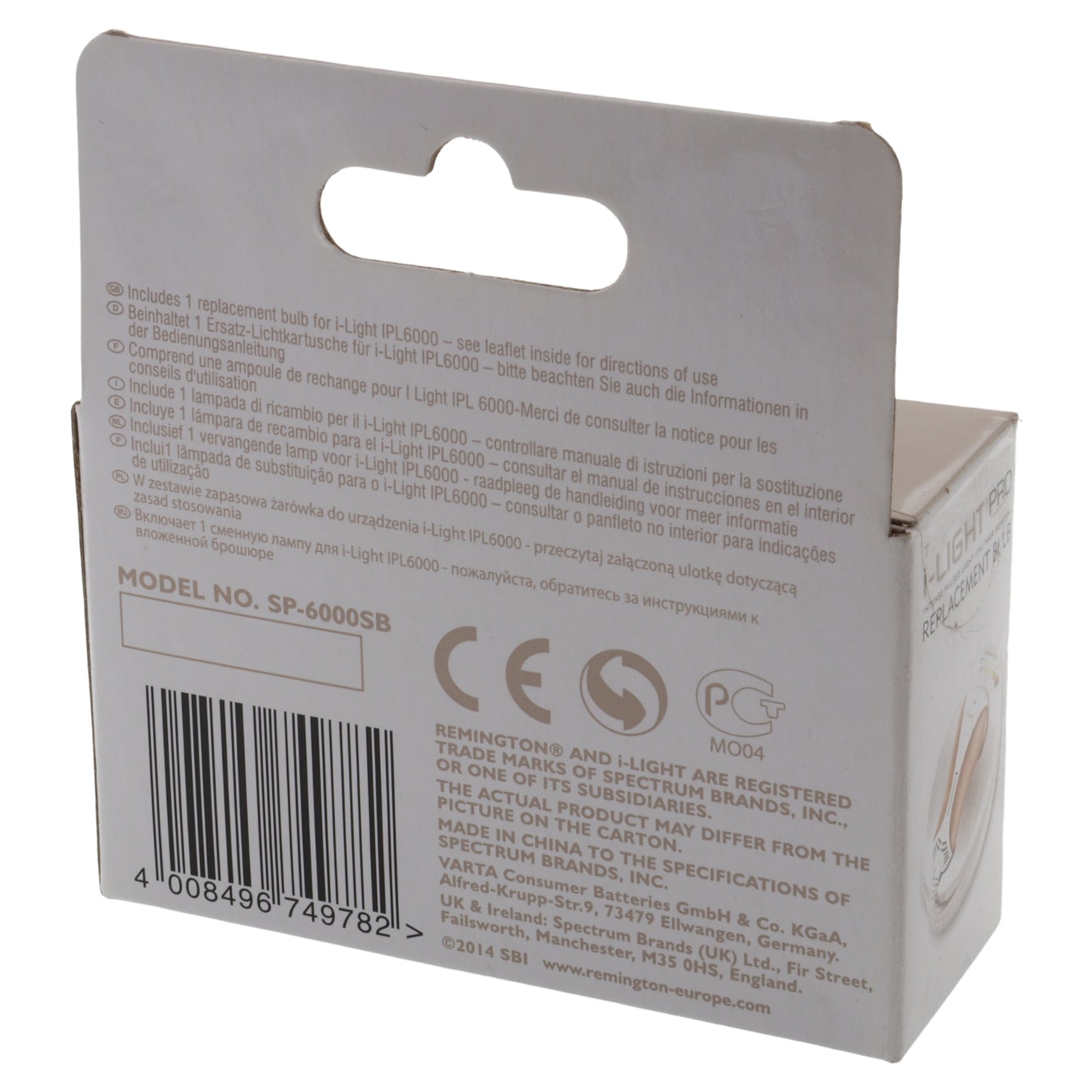 Cabezal lámpara repuesto depiladora luz pulsada Remington iLight Pro IPL6000