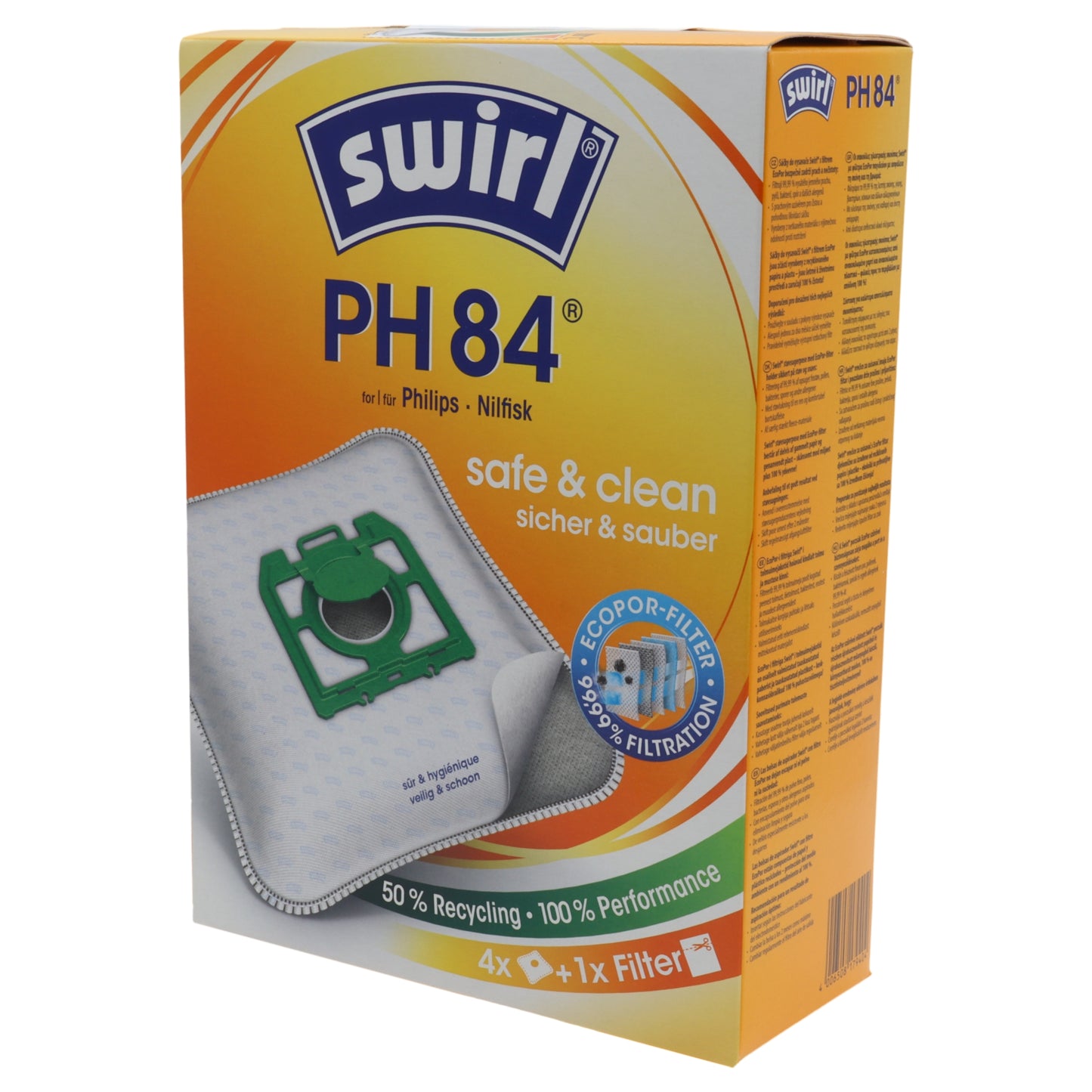 Swirl PH84 4 bolsas de aspiradora microfibra Philips Oslo Vision Silence Nilfisk