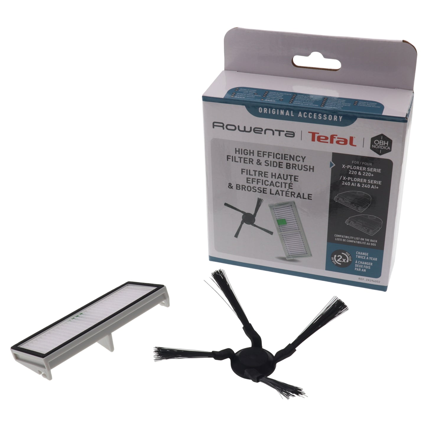 Kit filtre brosse latérale robot aspirateur Rowenta XPlorer 220 240 AI RR9465 RR9695