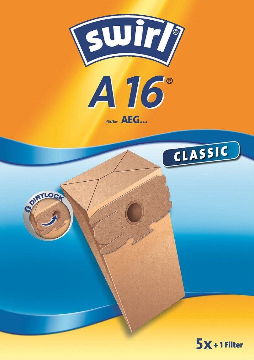 Swirl A16 5 sacchetti carta filtro aspirapolvere AEG Singer Comfort TM TX TY